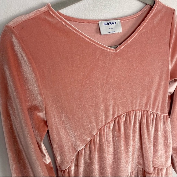 VELVET Dusty Pink Girls Babydoll Tiered Holiday Dress Stretchy V-Neck XL 14 - Picture 4 of 6